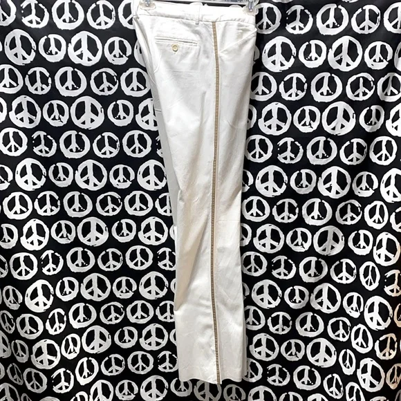 THEORY WHITE WIDE HEM COTTON/LYCRA PANTS SZ 4